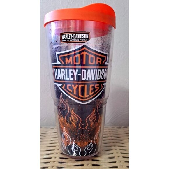 Harley Davidson Motor Cycles Tervis Tumbler 24 Oz Flame Fire Splatter Wings 2015 - Picture 1 of 8
